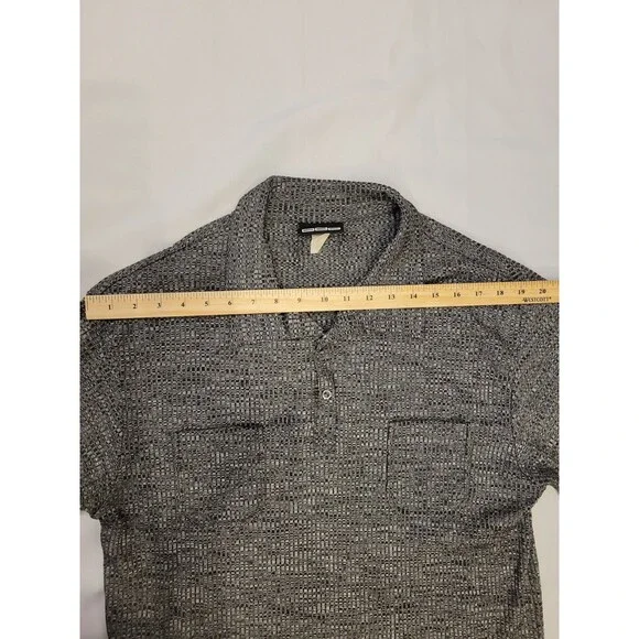 Vintage Odo Mens Polo Shirt Fits Medium Silver Black Shiny Disco Club Party - Picture 6 of 10